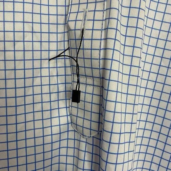 Collars & Co Polo Shirt Mens M Blue Check Golf Preppy Dress Collar Office NEW